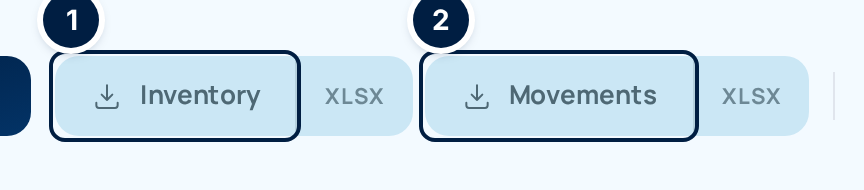 The Inventory and Movements download buttons on a supply partner's page