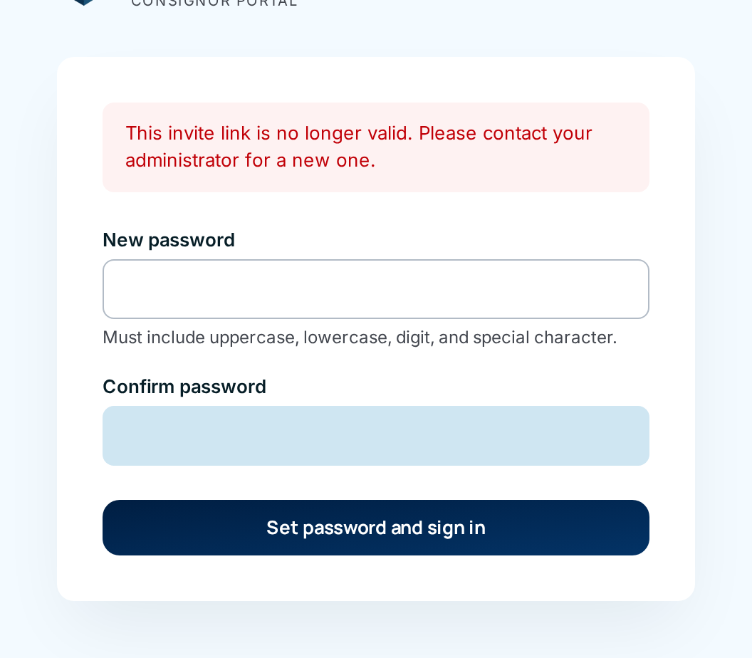 The invitation page showing the link-no-longer-valid message
